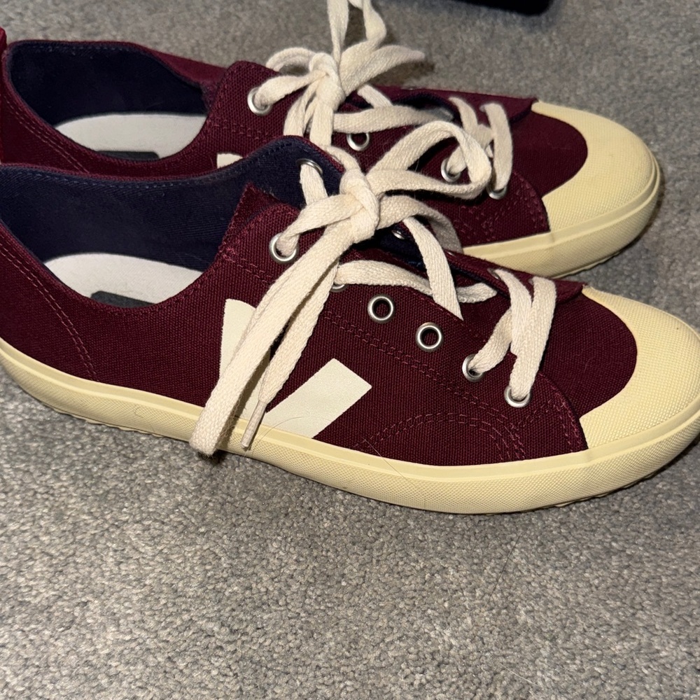 Vejas Burgundy and Cream Canvas Sneakers - Picture 8 of 8